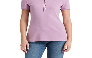Camisa polo feminina Ralph Lauren Stretch Piquet Roxa Tamanho P