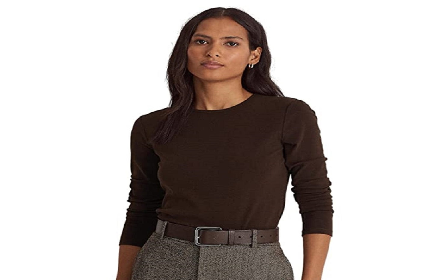 Blusa Ralph Lauren Feminina Manga Longa em Algodão e Mistura de Algodão Marrom Tamanho Médio