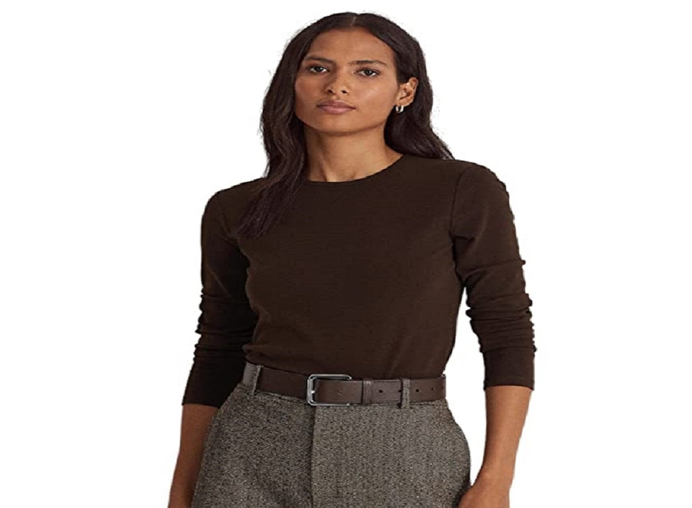 Blusa Ralph Lauren Feminina Manga Longa em Algodão Misto Marrom Tamanho XS