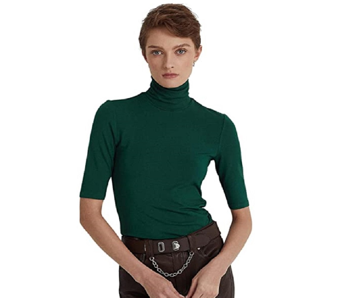 Camisa Ralph Lauren Feminina Stretch Jersey Gola Alta Verde Tamanho P