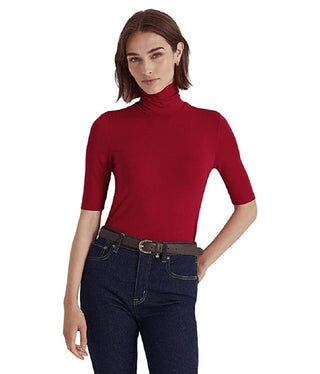 Camisa Ralph Lauren Feminina Stretch Jersey Gola Alta Vermelha Tamanho X-G