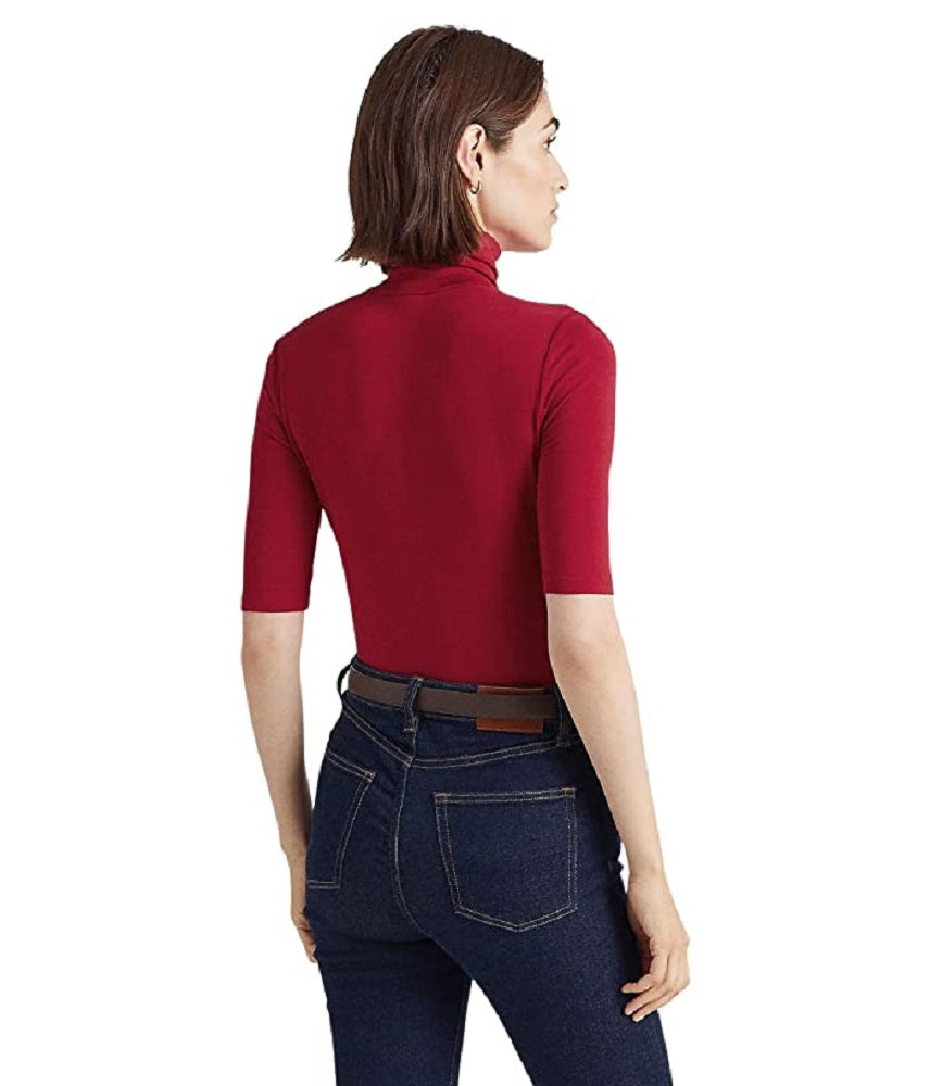 Camisa Ralph Lauren Feminina Stretch Jersey Gola Alta Vermelha Tamanho X-G