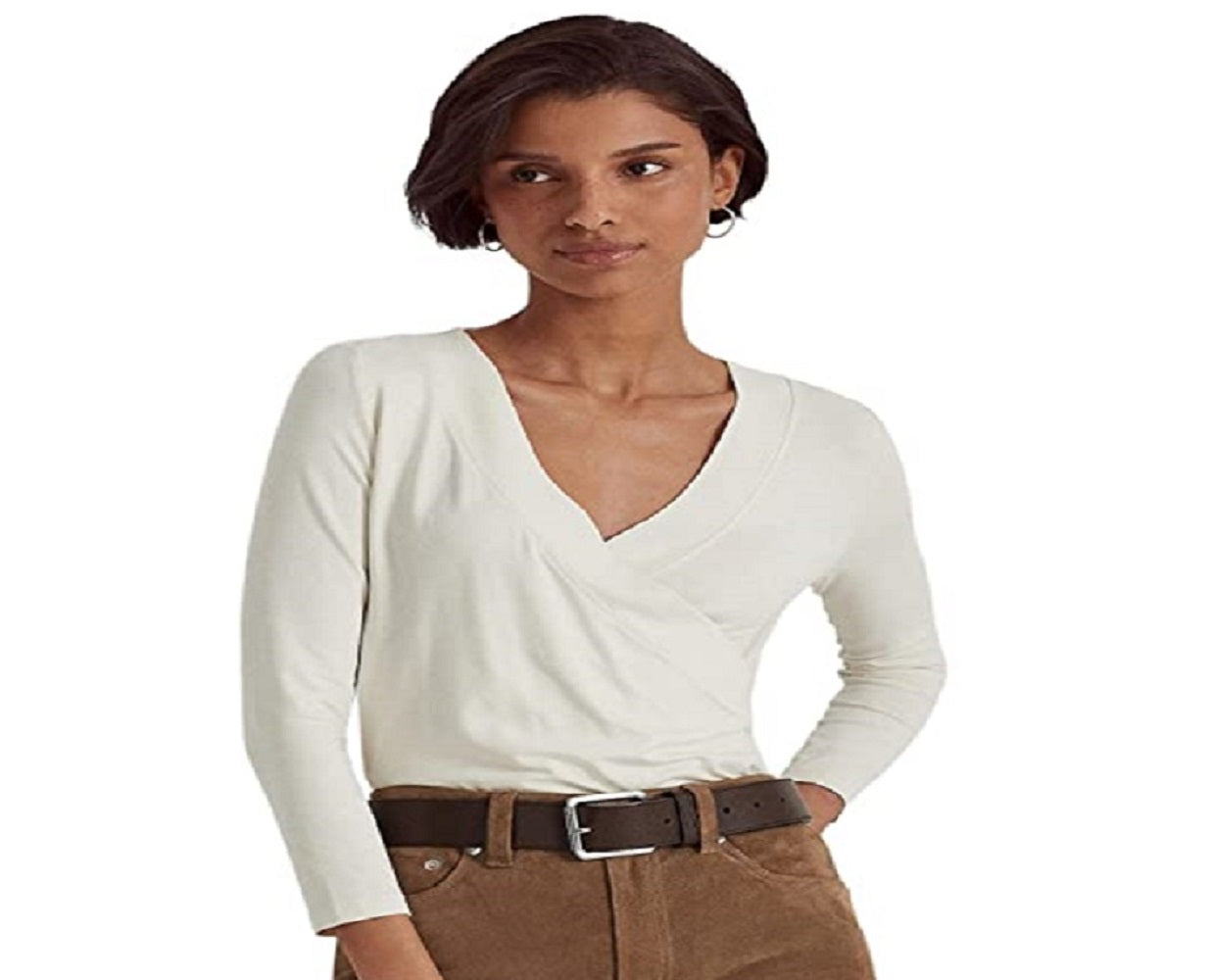 Camiseta Ralph Lauren Feminina Surplice Jersey Branca