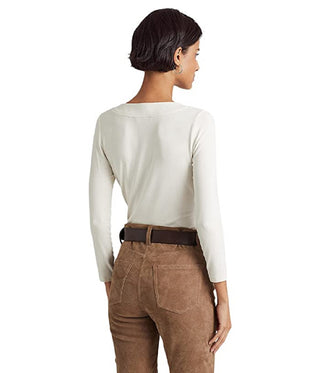 Ralph Lauren Women's Surplice Jersey Top White