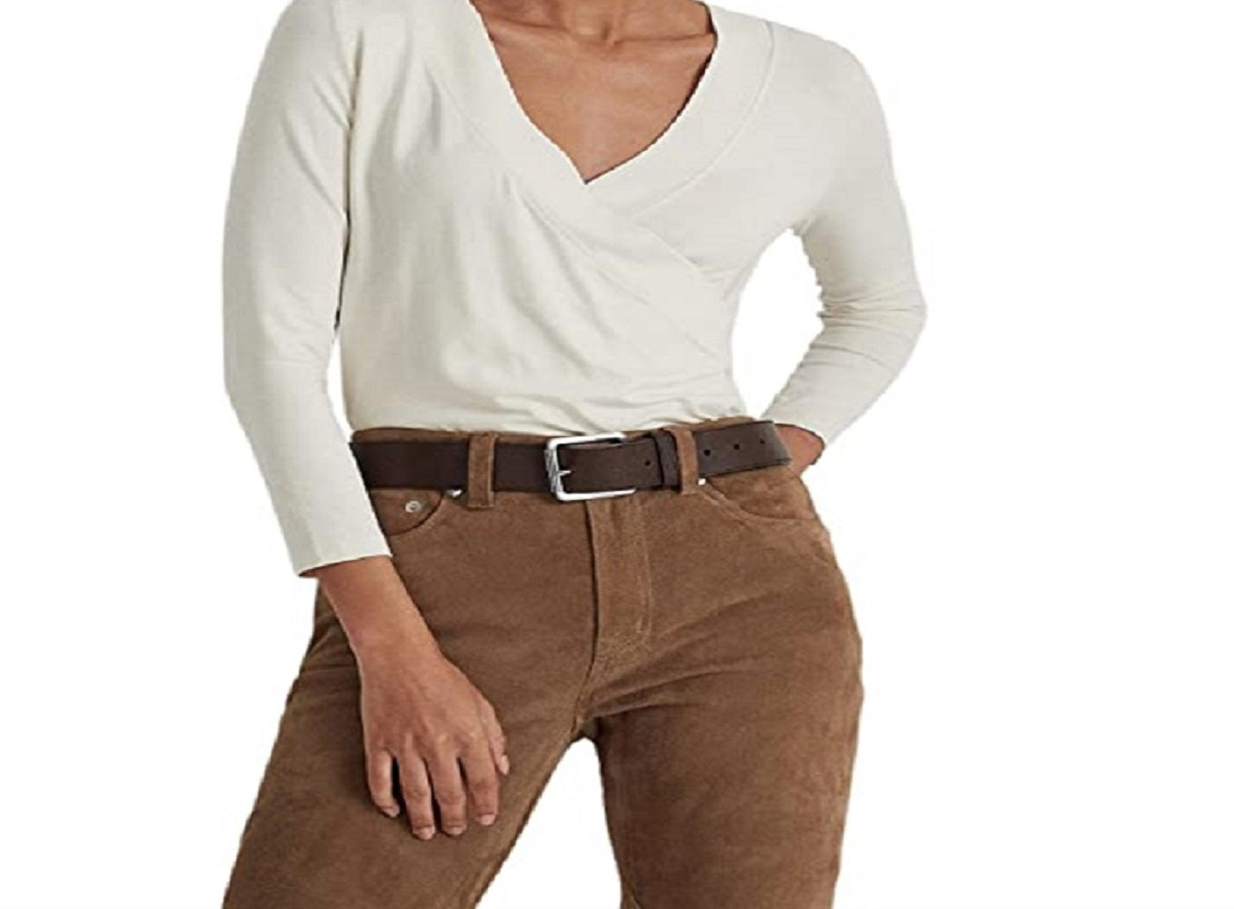 Camiseta Ralph Lauren Feminina Surplice Jersey Branca