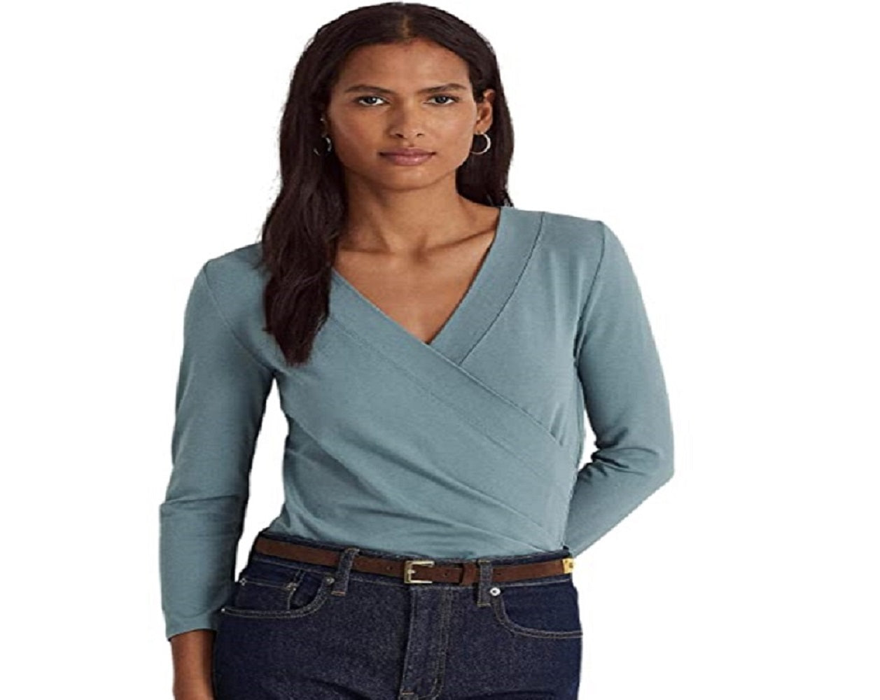 Camiseta Ralph Lauren Feminina Surplice Azul Tamanho X-G