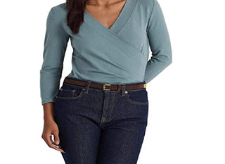 Camiseta Ralph Lauren Feminina Surplice Azul Tamanho X-G