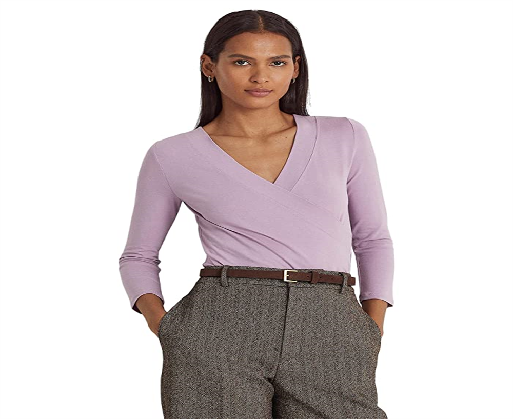 Blusa Ralph Lauren Feminina Surplice Jersey Roxa