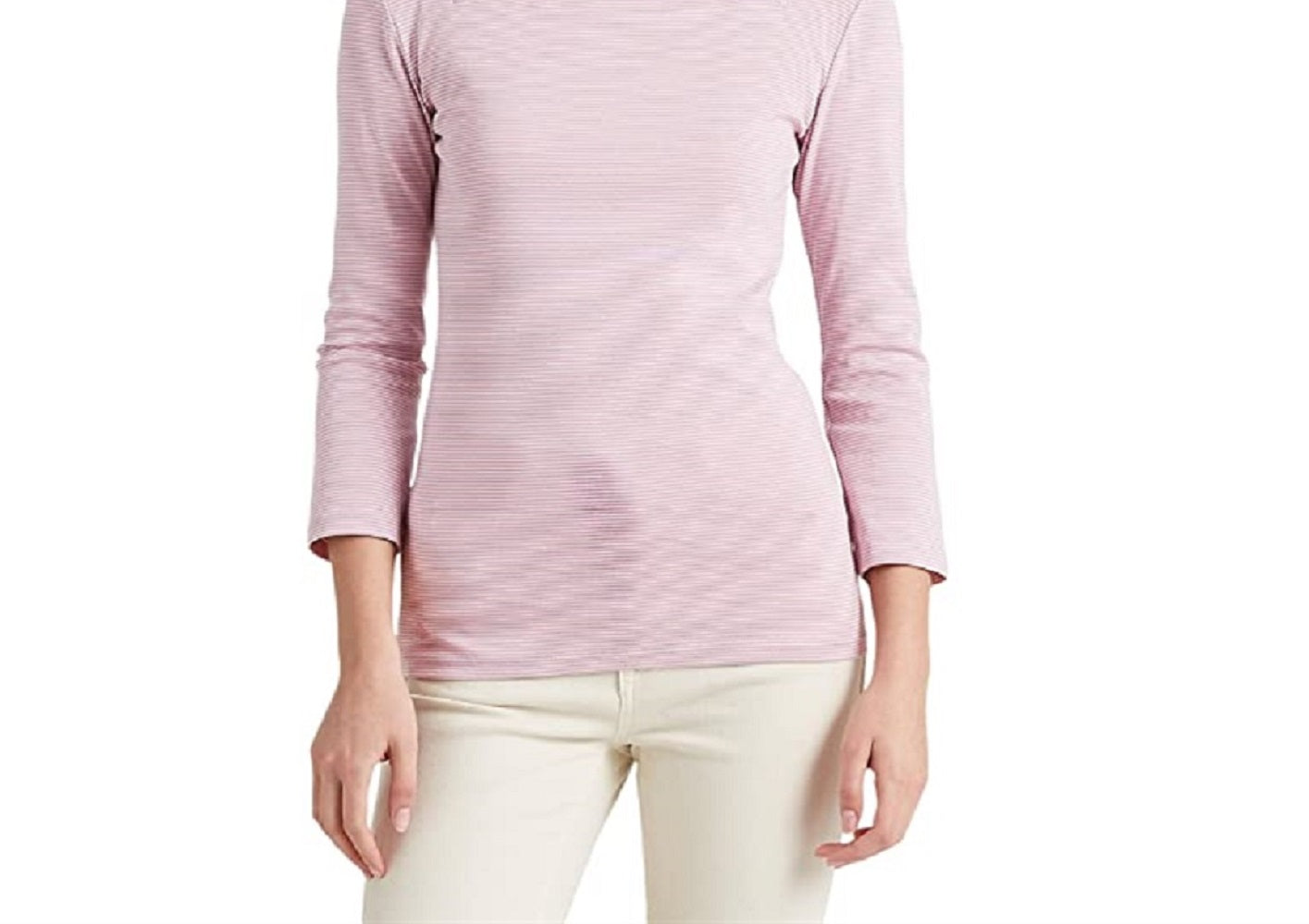 Blusa Ralph Lauren Feminina Listrada de Algodão Elástico Rosa Tamanho X-S