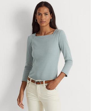 Blusa Ralph Lauren Feminina Listrada de Algodão Elástico Azul Tamanho Grande