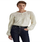 Ralph Lauren Blusa Feminina de Algodão Bordado com Ilhós, Branca, Tamanho Grande
