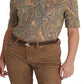 Camiseta Ralph Lauren Feminina Paisley Algodão Elástico Gola Canoa Verde Tamanho Grande
