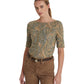 Camiseta Ralph Lauren Feminina Paisley Algodão Elástico Gola Canoa Verde Tamanho Médio