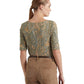 Camiseta Ralph Lauren Feminina Paisley Algodão Elástico Gola Canoa Verde Tamanho Médio