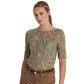 Camiseta Ralph Lauren Feminina Paisley Algodão Elástico Gola Canoa Verde Tamanho Médio