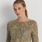 Camiseta Ralph Lauren Feminina Paisley Algodão Elástico Gola Canoa Marrom Tamanho X-G