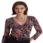 Blusa de malha com sobrepeliz floral feminina Ralph Lauren, preta, tamanho extragrande