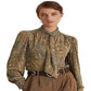 Blusa de malha com decote em V e estampa paisley Ralph Lauren feminina, verde, tamanho X-G