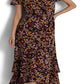 Vestido envelope floral Ralph Lauren feminino, preto, tamanho extragrande