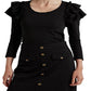 Blusa Ralph Lauren Feminina de Algodão Elástico com Acabamento em Babados, Preta, Tamanho X-G