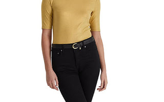 Ralph Lauren Feminino Metallic Stretch Jersey Gola Alta Amarelo Tamanho P