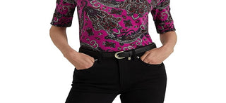 Camiseta Ralph Lauren Feminina Paisley Stretch Cotton Rosa Tamanho X-G