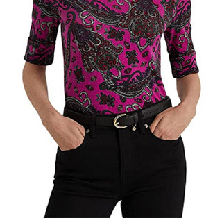 Camiseta Ralph Lauren Feminina Paisley Stretch Algodão Rosa Tamanho XS