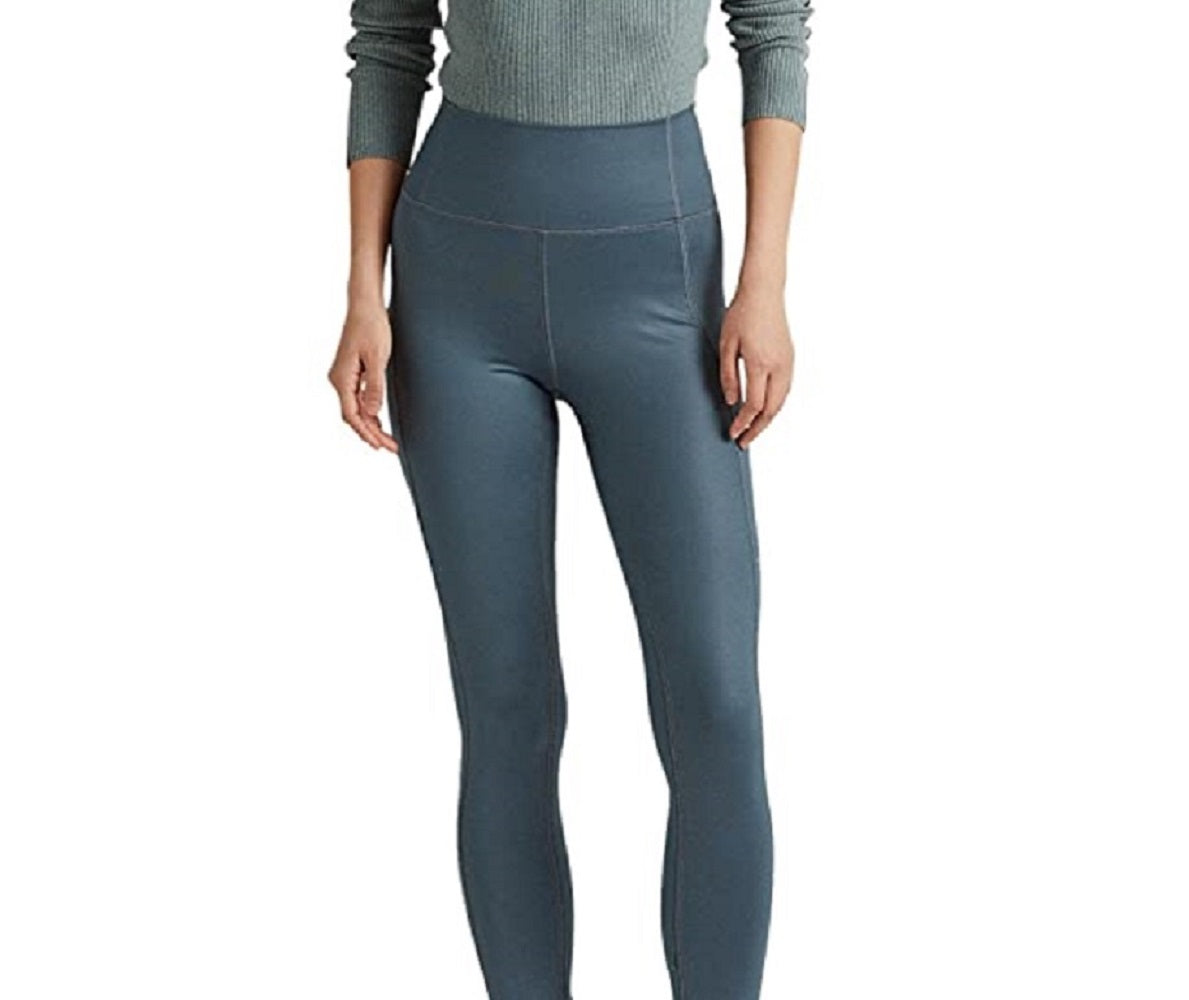 Calça legging feminina Ralph Lauren com revestimento em jersey, azul, tamanho grande