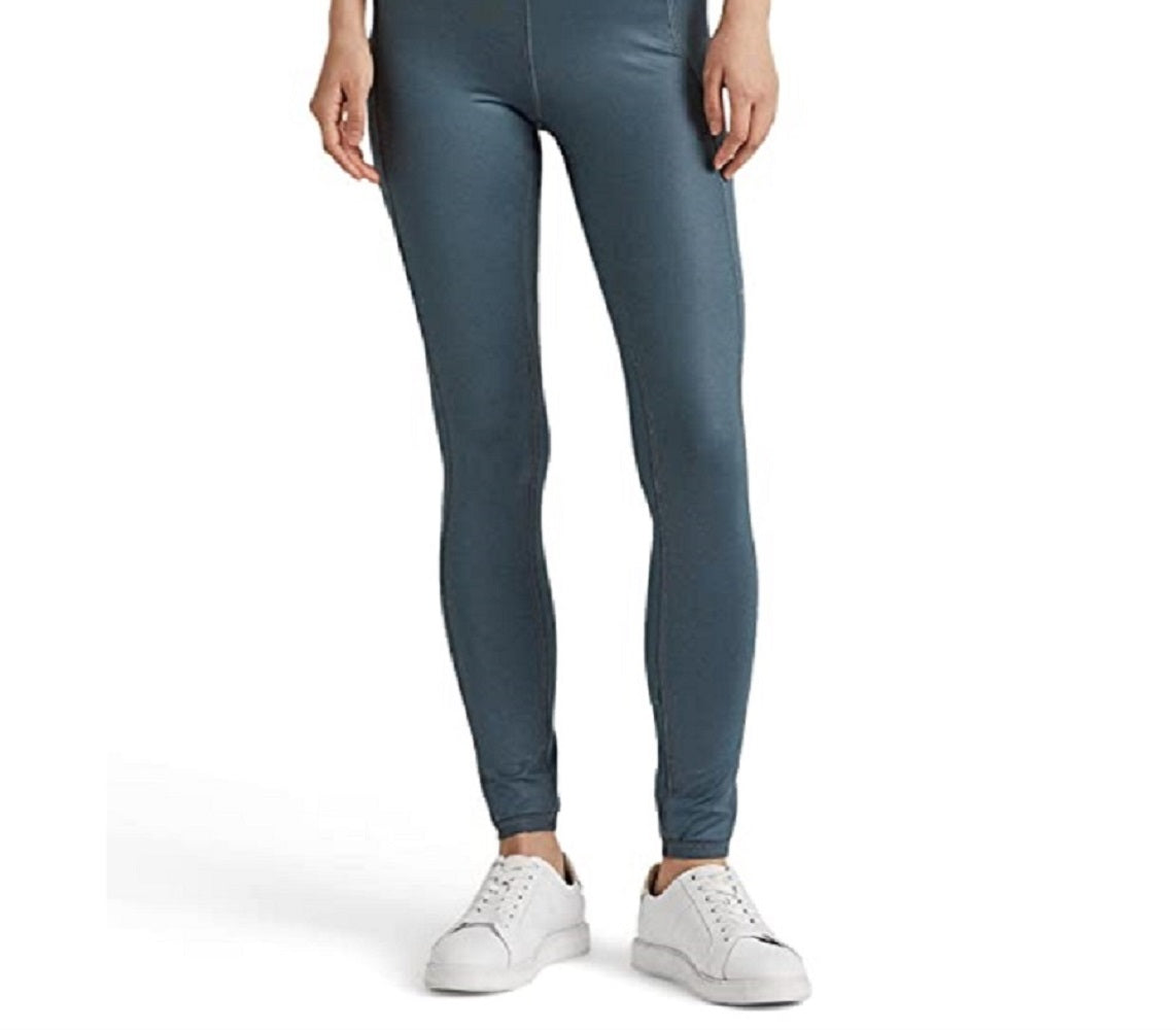 Calça legging feminina Ralph Lauren com revestimento em jersey, azul, tamanho grande