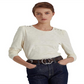Ralph Lauren Camiseta Feminina Manga Bufante Slub Jersey Branca Tamanho Médio