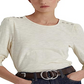 Ralph Lauren Camiseta Feminina Manga Bufante Slub Jersey Branca Tamanho Médio