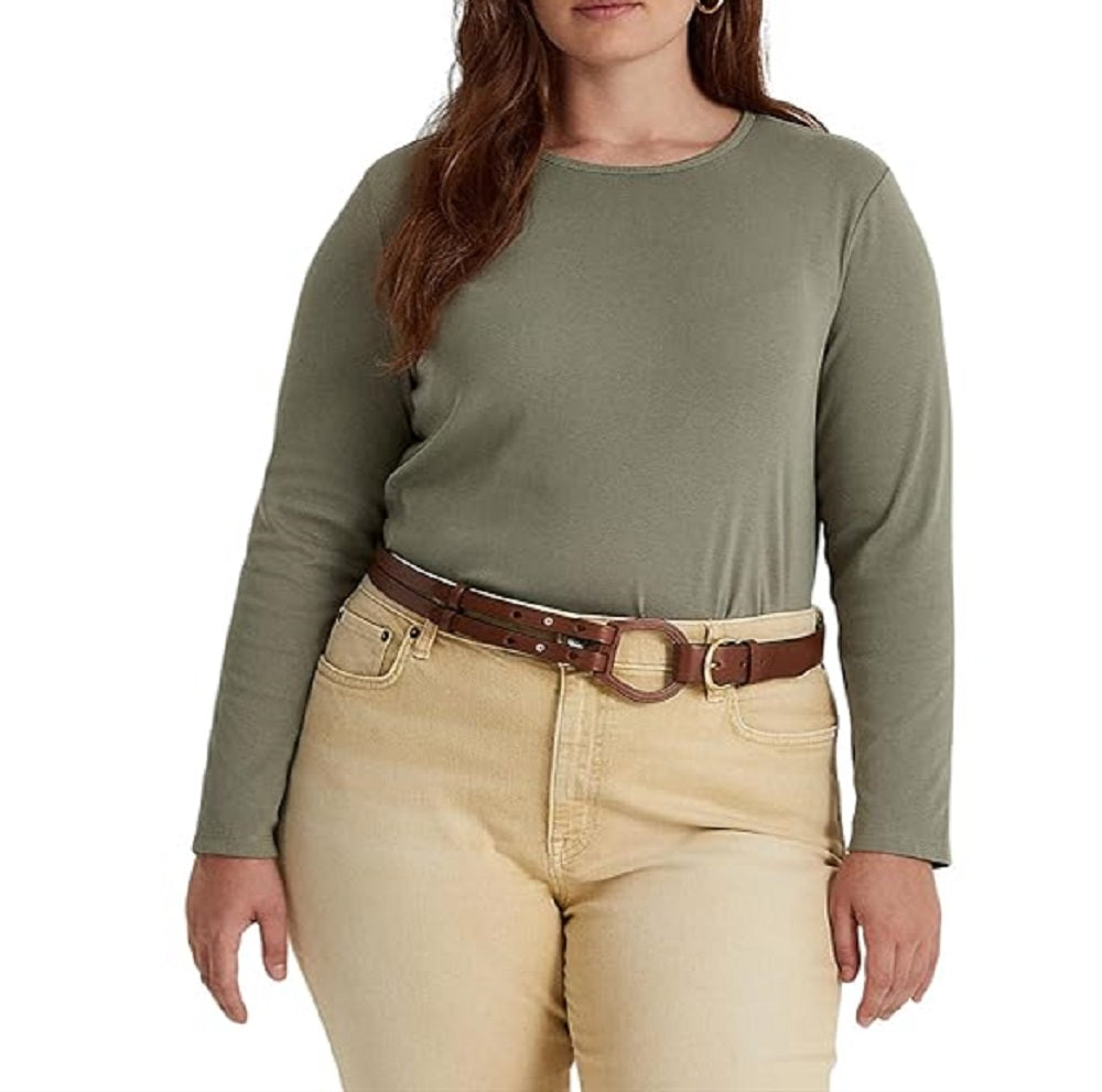 Blusa Ralph Lauren Feminina Manga Longa em Algodão Misto Verde Tamanho 3X
