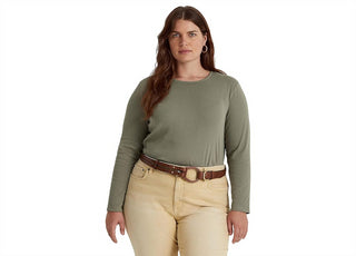 Blusa Ralph Lauren Feminina Manga Longa em Algodão Misto Verde Tamanho 3X