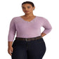 Blusa Ralph Lauren Feminina de Algodão Elástico com Acabamento em Renda Roxa Tamanho 2X