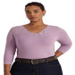 Blusa Ralph Lauren Feminina de Algodão Elástico com Acabamento em Renda Roxa Tamanho 2X