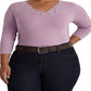 Blusa Ralph Lauren Feminina de Algodão Elástico com Acabamento em Renda Roxa Tamanho 2X