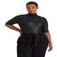 Ralph Lauren Feminino Metallic Stretch Jersey Gola Alta Preto Tamanho 1X