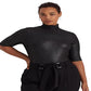 Ralph Lauren Feminino Metallic Stretch Jersey Gola Alta Preto Tamanho 1X