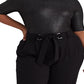 Ralph Lauren Feminino Metallic Stretch Jersey Gola Alta Preto Tamanho 1X