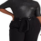 Ralph Lauren Feminino Metallic Stretch Jersey Gola Alta Preto Tamanho 2X
