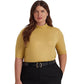 Ralph Lauren Feminino Metallic Stretch Jersey Gola Alta Amarelo Tamanho 1X