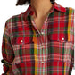 Camisa Ralph Lauren Feminina Xadrez de Algodão Amassado Vermelha Tamanho Grande