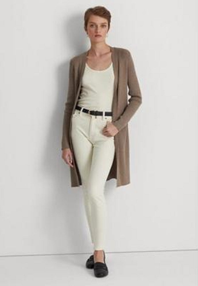 Cardigan Ralph Lauren Feminino de Algodão Misto Marrom Tamanho Grande