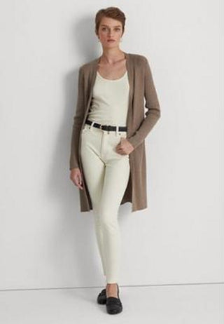 Cardigan Ralph Lauren Feminino de Algodão Misto Marrom Tamanho Grande