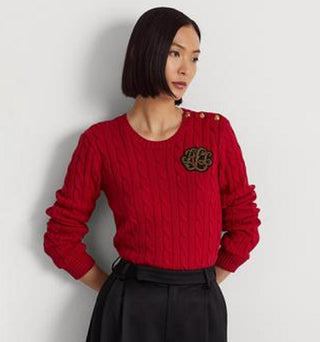 Suéter Ralph Lauren Feminino de Tricô com Acabamento em Botões Vermelho