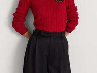 Suéter Ralph Lauren Feminino de Tricô com Acabamento em Botões Vermelho