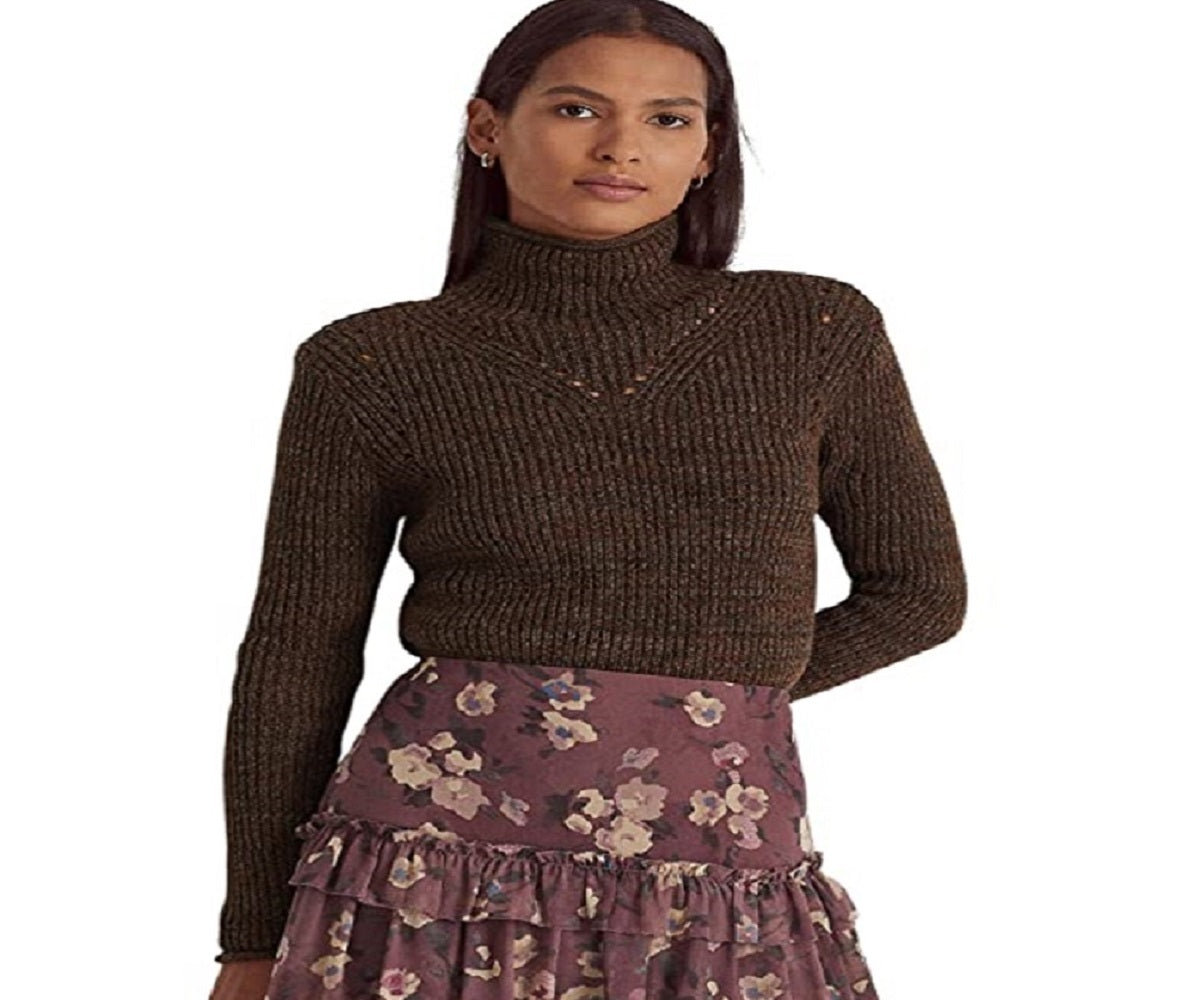 Suéter Ralph Lauren Feminino de Malha Rib com Gola Alta, Tamanhos Variados Grande