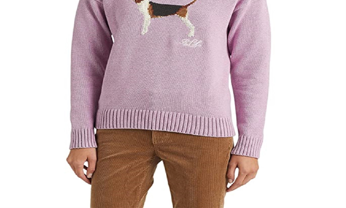 Suéter de malha de algodão Intarsia feminino Ralph Lauren, roxo