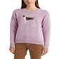 Suéter de malha de algodão Intarsia feminino Ralph Lauren, roxo