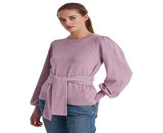 Suéter Ralph Lauren Feminino de Algodão com Cinto Roxo Tamanho Grande
